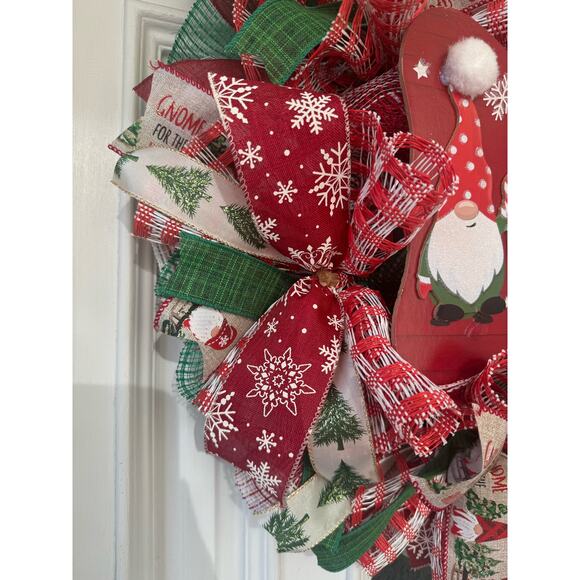 Gnome Sweet Gnome Christmas Wreath | Gnome Holiday Decor Winter Gnome Wreath xxx - Picture 2 of 6